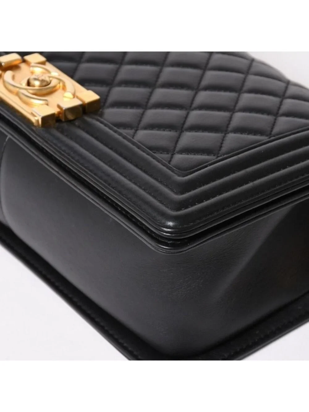 Chanel Boy 25 Chain Shoulder Bag Base CC Logo Lambskin Black